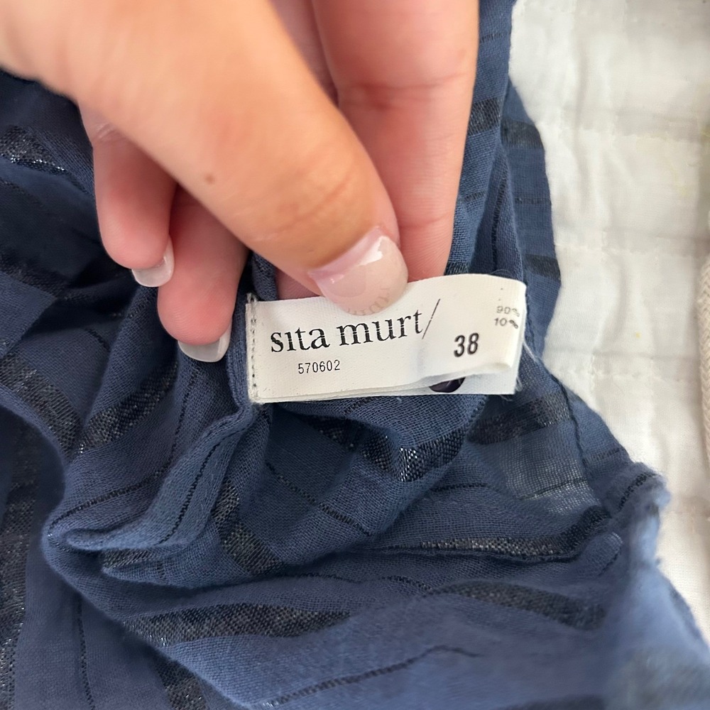 Anthropologie Sita Murt Betty high-neck blouse navy long sleeve blouse EU 38 US8 - Picture 4 of 7